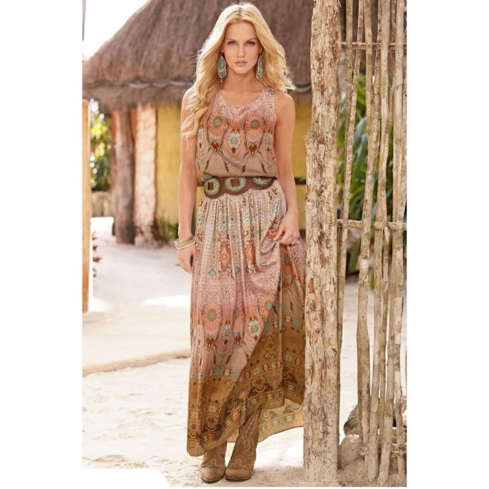 Boston Proper Women’s Intricate Medallion Sleeveless Maxi Dress